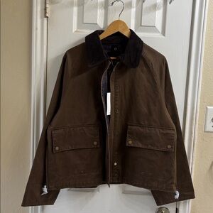 Mango Brown and Plaid waxed effect Parka.NWT